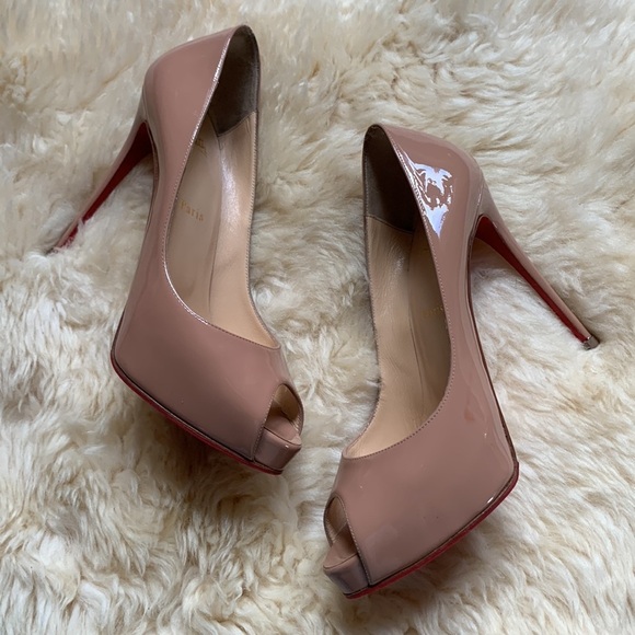 CHRISTIAN LOUBOUTIN Nude Peep Patent New Very Prive Pumps Shoes Heels 120mm - Picture 3 of 16